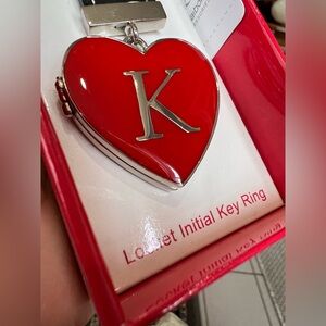 LIZ CLAIBORNE HEART LOCKET WITH K INITIAL KEY RING IS NWT-GREAT VALENTINE GIFT